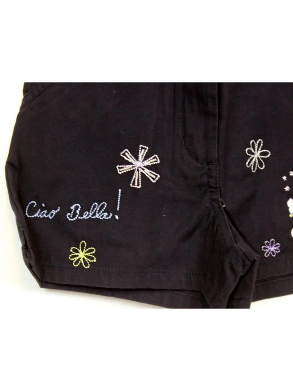 2004 Gymboree European Holiday Black Shorts sz 5 French Poodle Bicycle Ciao Bell